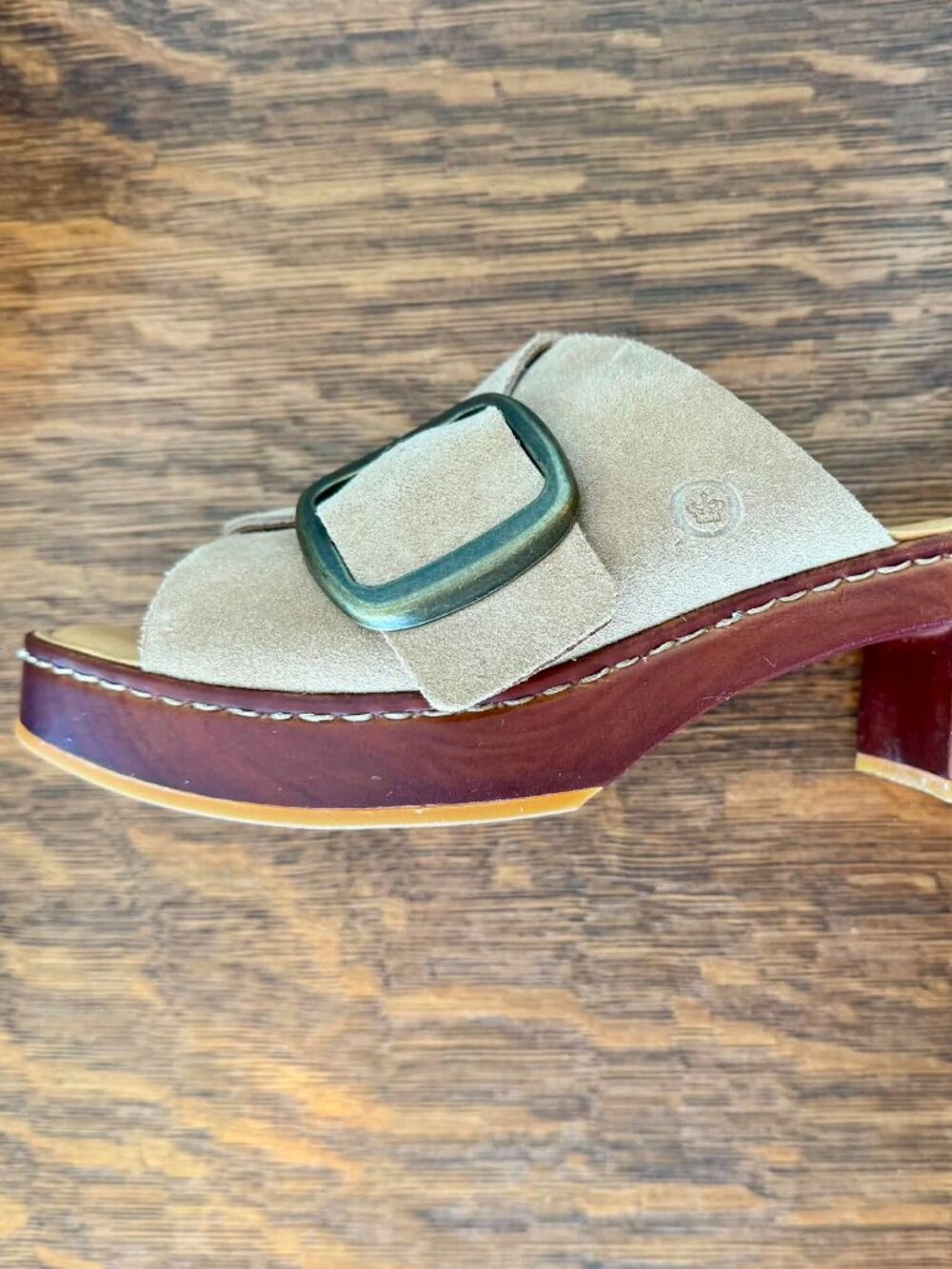 BORN Suede Leather Wedge Open-Toe Mule/Slides - Picture 6 of 16